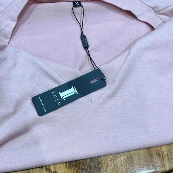 ININ pink, long sleeve shirts with lace enlay sleeves.  NWT, v- neck, comfy - Picture 7 of 7